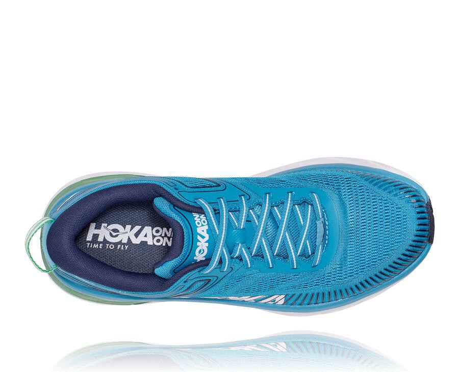 Tenis Hoka One One Masculino Azuis/Branco - Bondi 7 - 695-QEHOVT